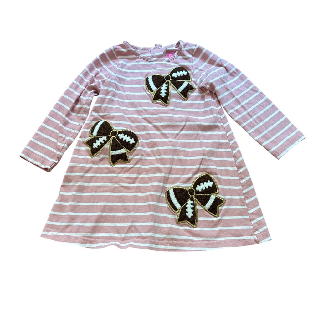 Good Lad Football Bow Dress Toddler Girls Pink Excellent‎ Striped SIZE 3T